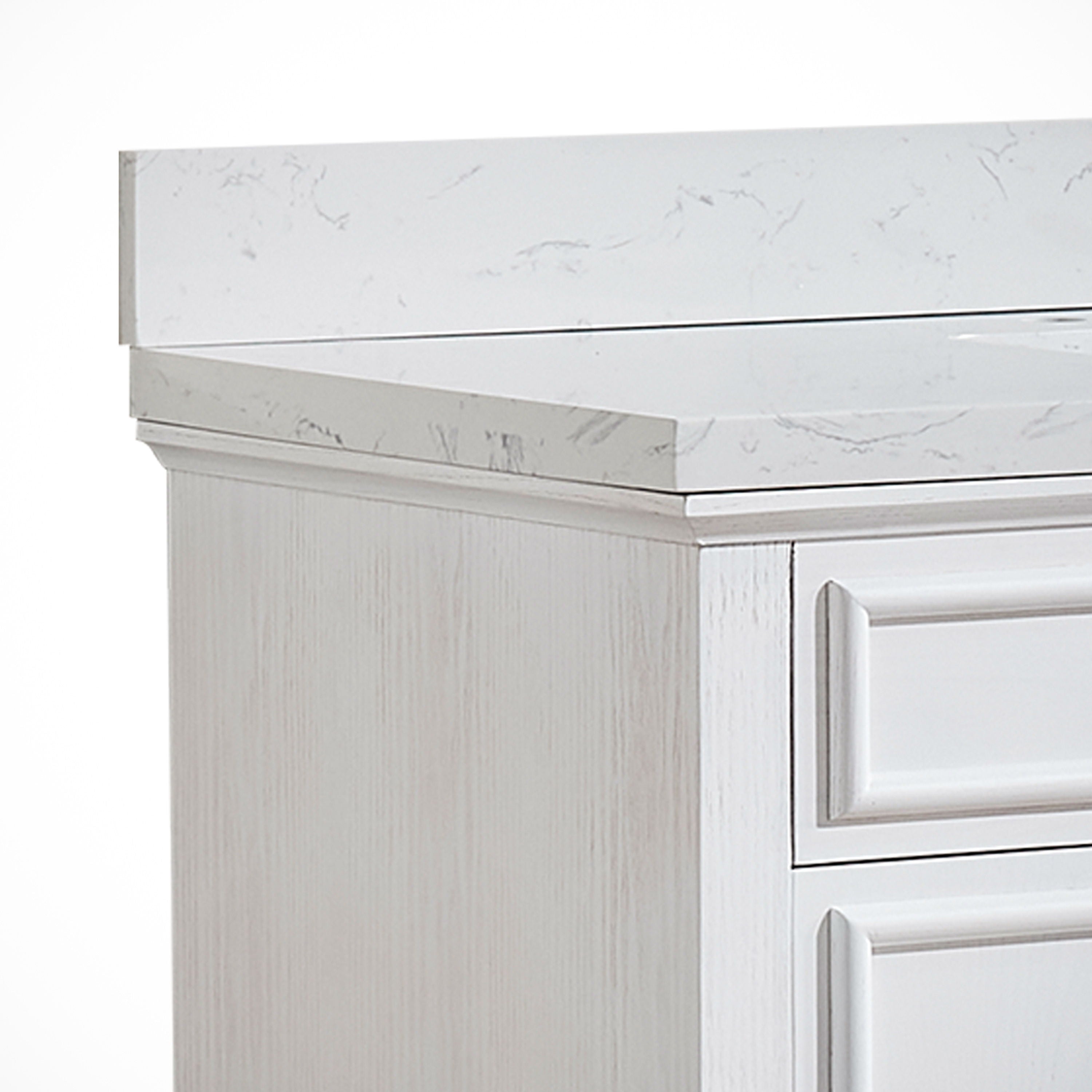 Freestanding Single Bathroom Vanity & Marble Top - White