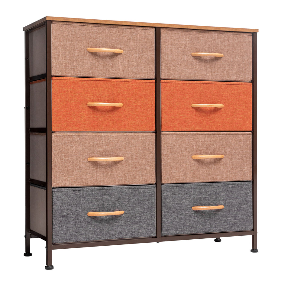 Steel And Fabric Eight Drawer Chest - Brown