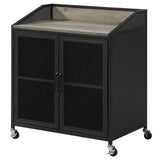 Arlette - 2 Door Mobile Home Bar Wine Cabinet - Sandy Black by CoasterEveryday | Bel Furniture