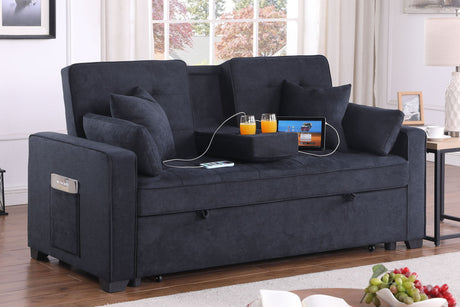 Cody II - 69.5"W Woven Fabric Convertible Sleeper Loveseat with Cup Holder by Lilola Home | Bel Furniture