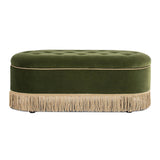 Melinda - Oval Tufted Bullion Fringe Storage Bench by Jennifer Taylor Home | Bel Furniture