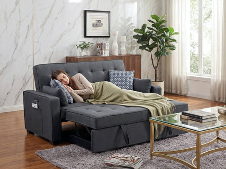 William - Sleeper Sofa With 2 USB Charging Ports And 4 Accent Pillows - Gray - view 6