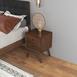 Caroline - Mid-Century Modern Style White Night Stand 2 Drawer