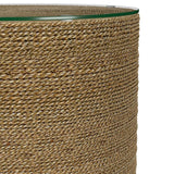 Halden - Round Woven Seagrass Accent Side Table - Light Brown