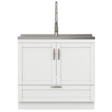 Reed - Deluxe Laundry Cabinet With Pull-Out Faucet And Stainless Steel Sink