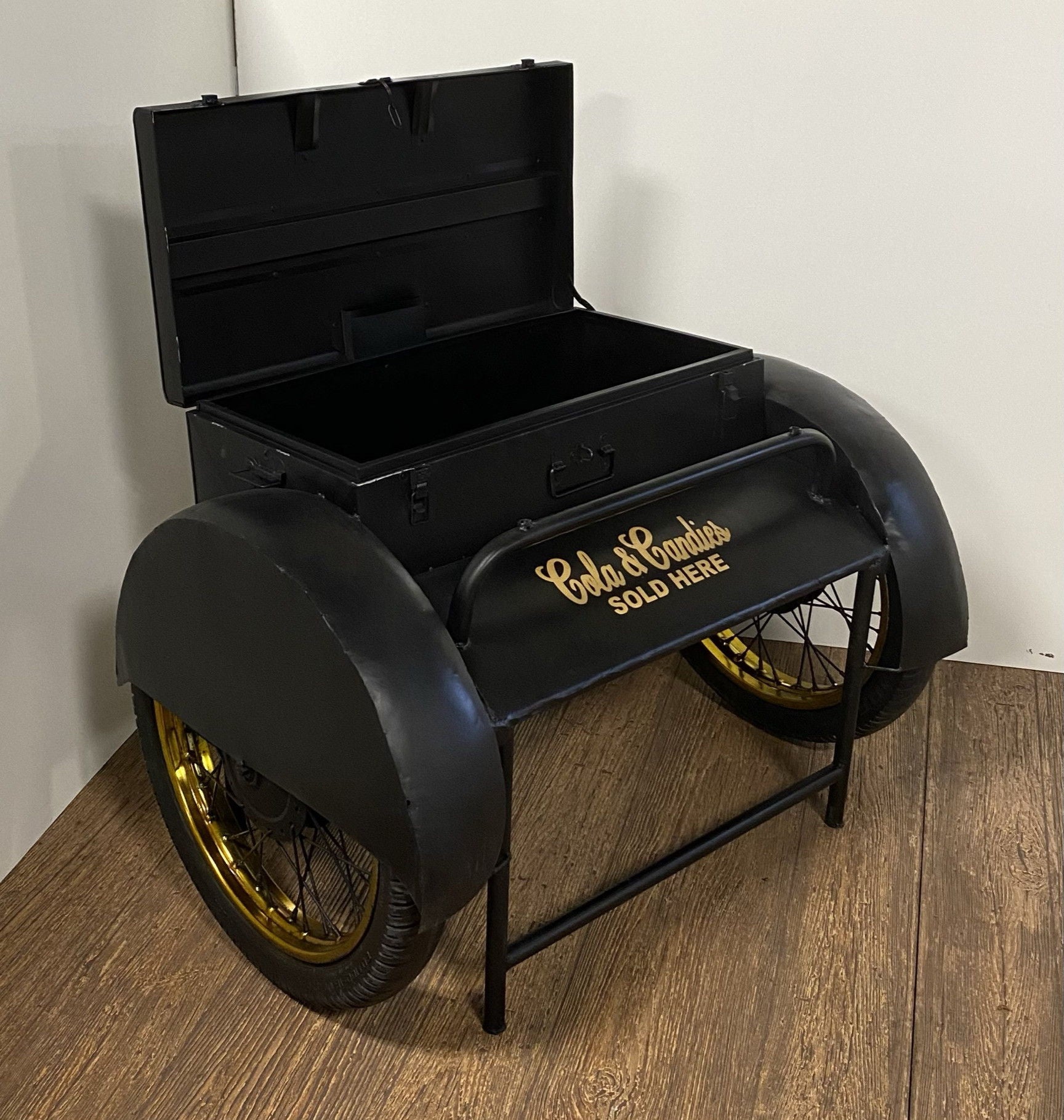 Old Time Delivery Box Table With Storage - Black