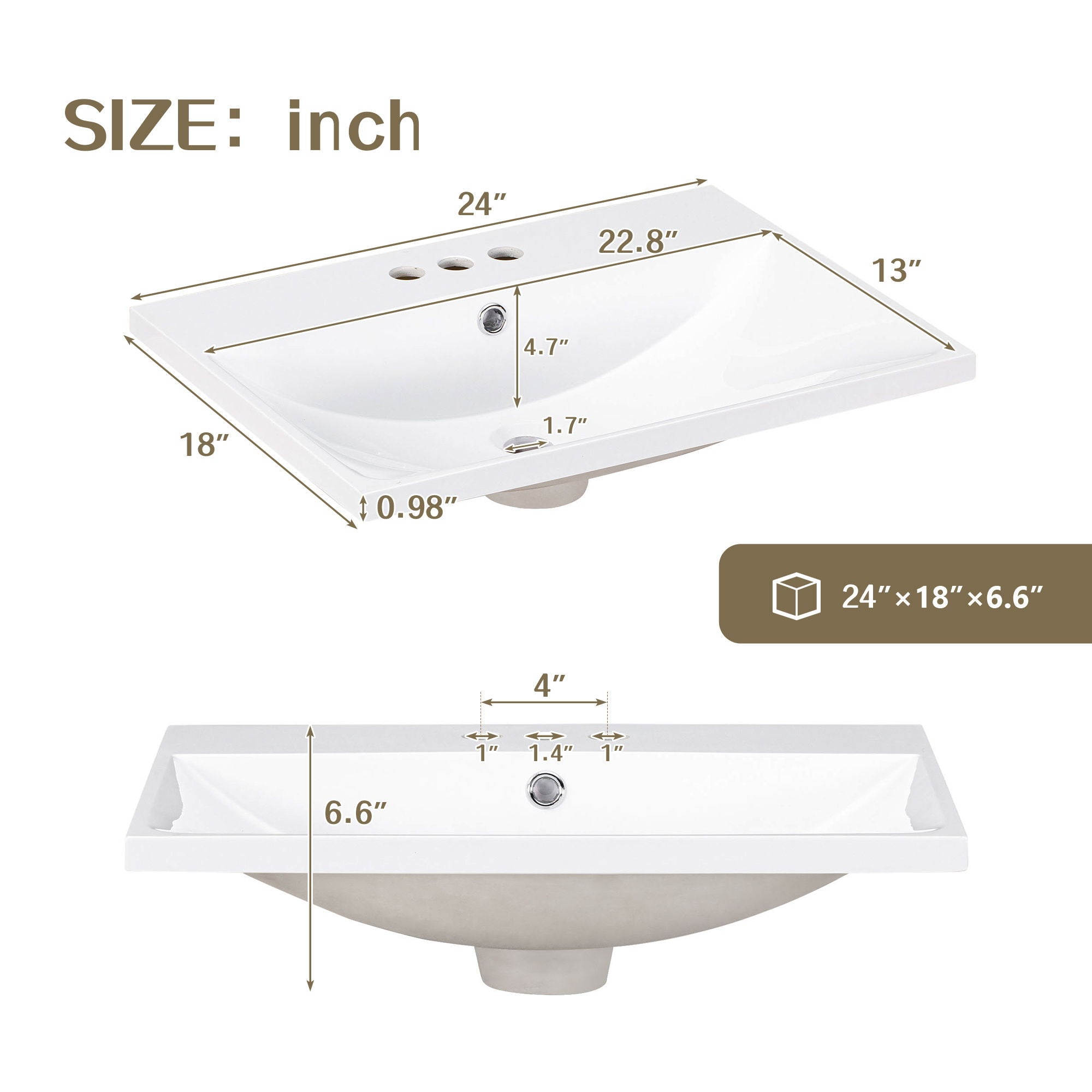 Modern Sleek Bathroom Vanity Elegant Ceramic Sink With Solid Wood Frame Open Style Shelf - White