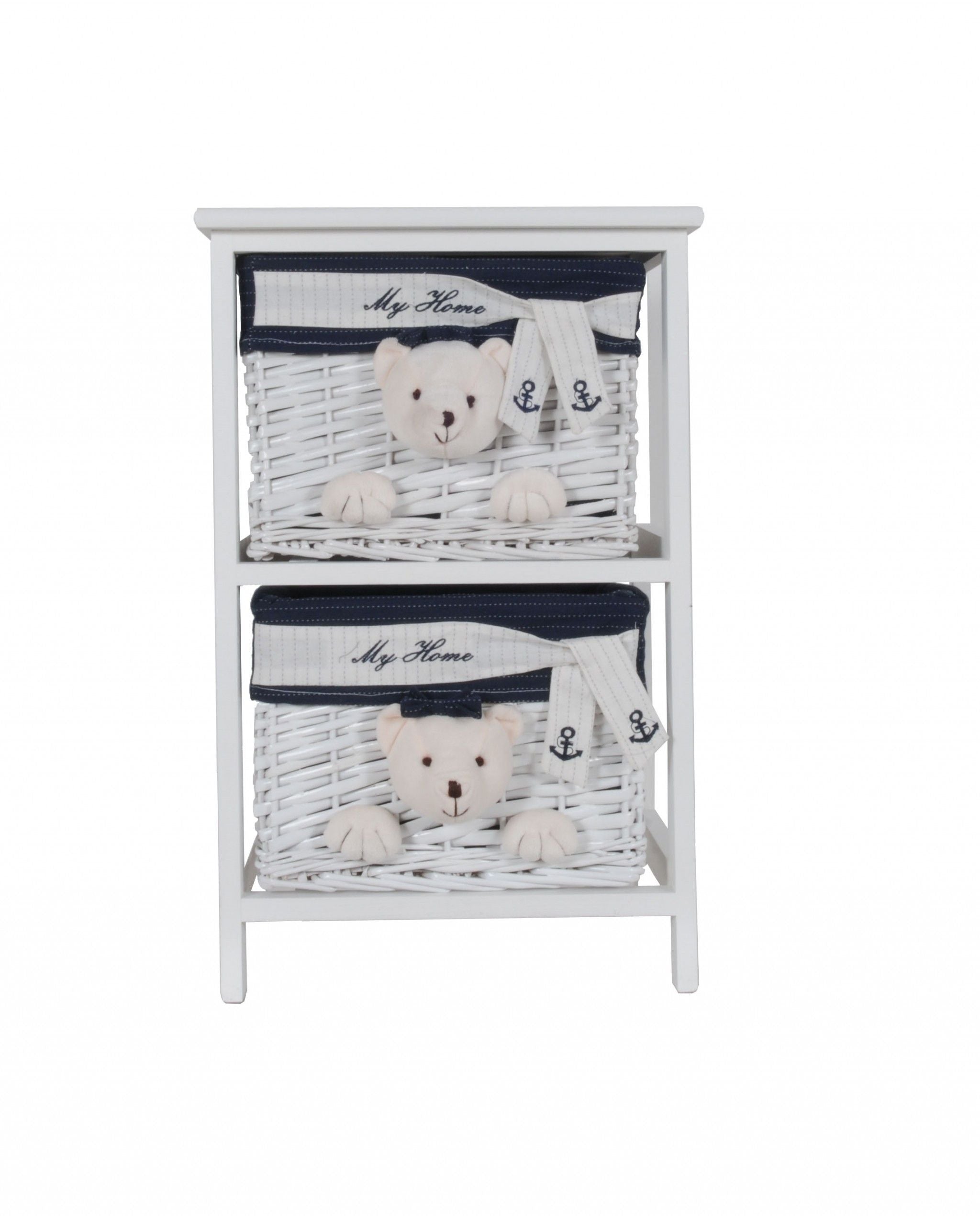 Portable 2 Drawers - White Blue