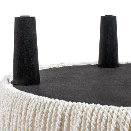 Yolanda - Round Upholstered Accent Ottoman - Almond White by Jennifer Taylor Home | Bel Furniture