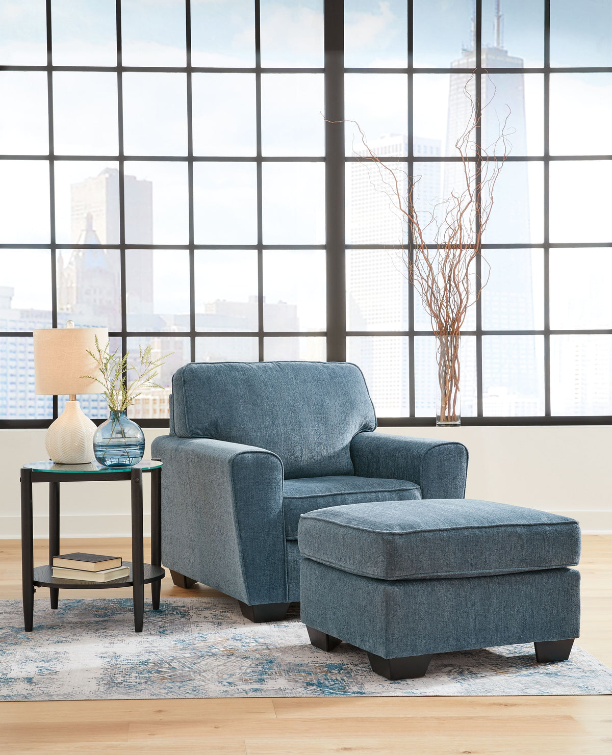 Cashton - Living Room Set Blue 2 Pc. Chair, Ottoman by Signature Design by Ashley® | Bel Furniture