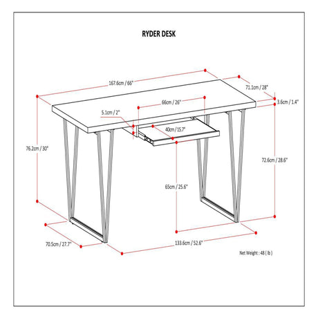 Ryder - Desk - Natural Aged Brown - view 8