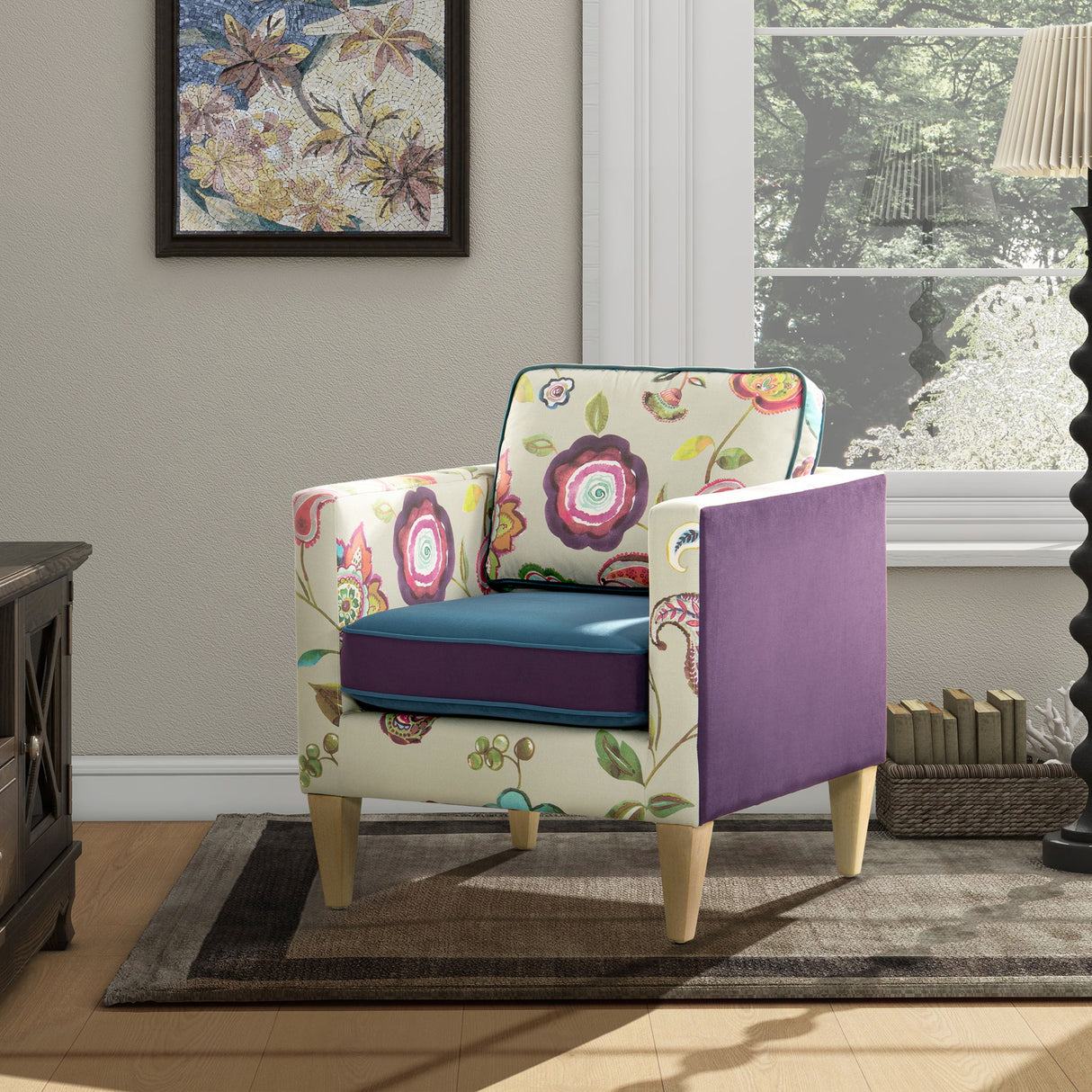 Mamba Patchwork Accent Chair Teal Blue Purple Multicolored Flora