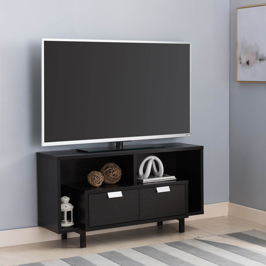 TV Console Table With 2 Drawers And Open Shelving - Red Cocoa