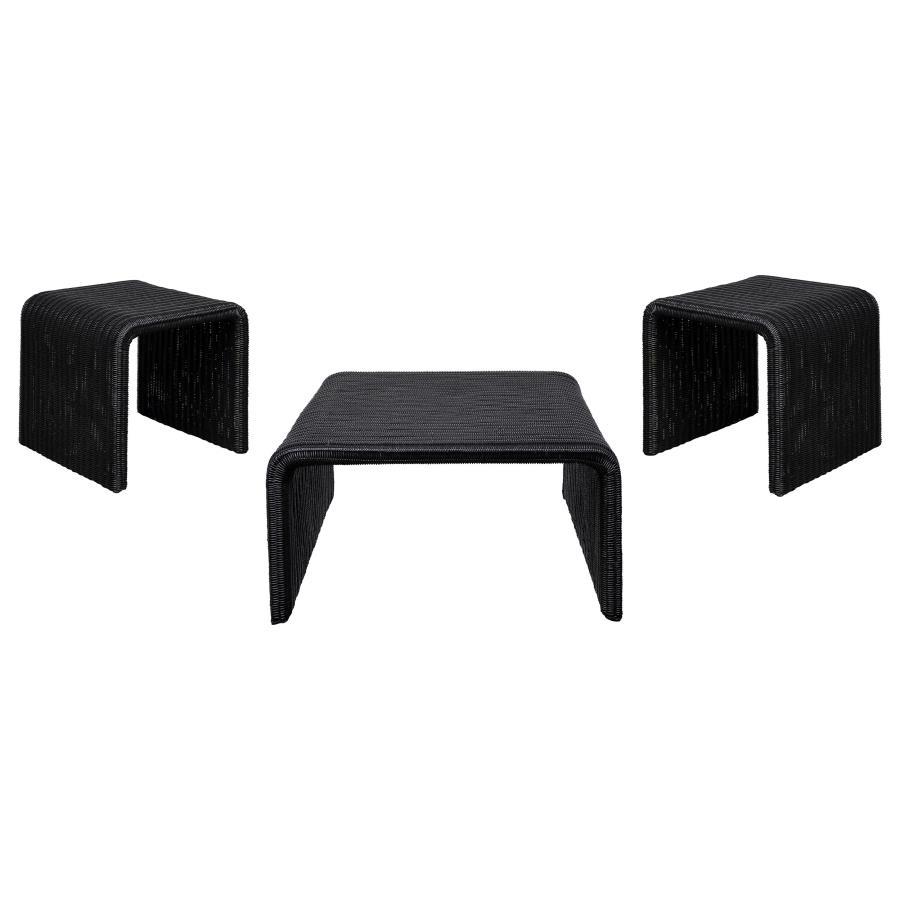 Cahya - Rattan Coffee And End Table Set Black 3 Pc. Coffee Table, 2 End Tables by Coaster Fine Furniture | Bel Furniture