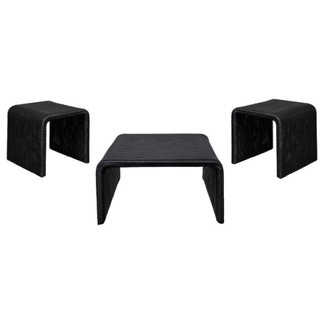 Cahya - Rattan Coffee And End Table Set Black 3 Pc. Coffee Table, 2 End Tables by Coaster Fine Furniture | Bel Furniture
