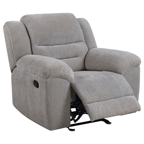 Gilson - Chenille Upholstered Reclining Glider Recliner - Gray by Coaster Fine Furniture | Bel Furniture