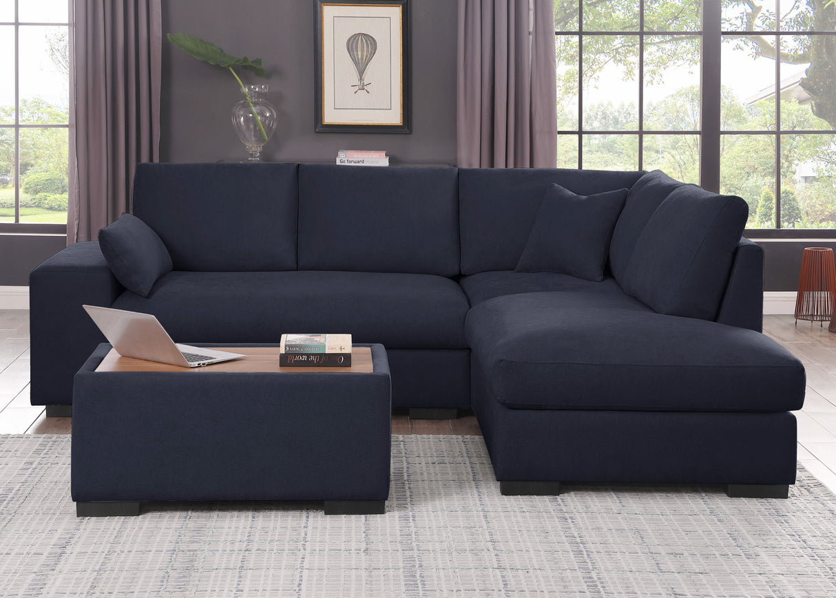 Joshua - 100" Sectional Sofa with Right Facing Chaise and Console Ottoman by Lilola Home | Bel Furniture