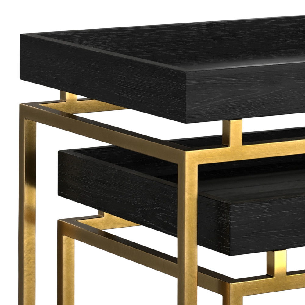 Macy - 2 Pieces Nesting Table - Black / Gold by Simpli-Home | Bel Furniture