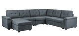 Isla - Fabric Sectional Sofa With Ottoman Dark Gray 7 Seater Sectional Sofa With LAF Ottoman by Lilola Home | Bel Furniture