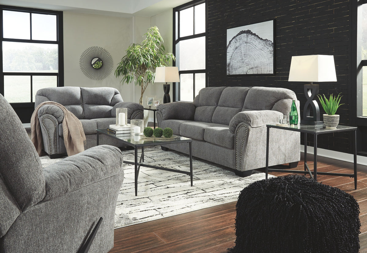 Allmaxx - Living Room Set Dark Gray 3 Pc. - Sofa, Loveseat, Rocker Recliner by Benchcraft® | Bel Furniture