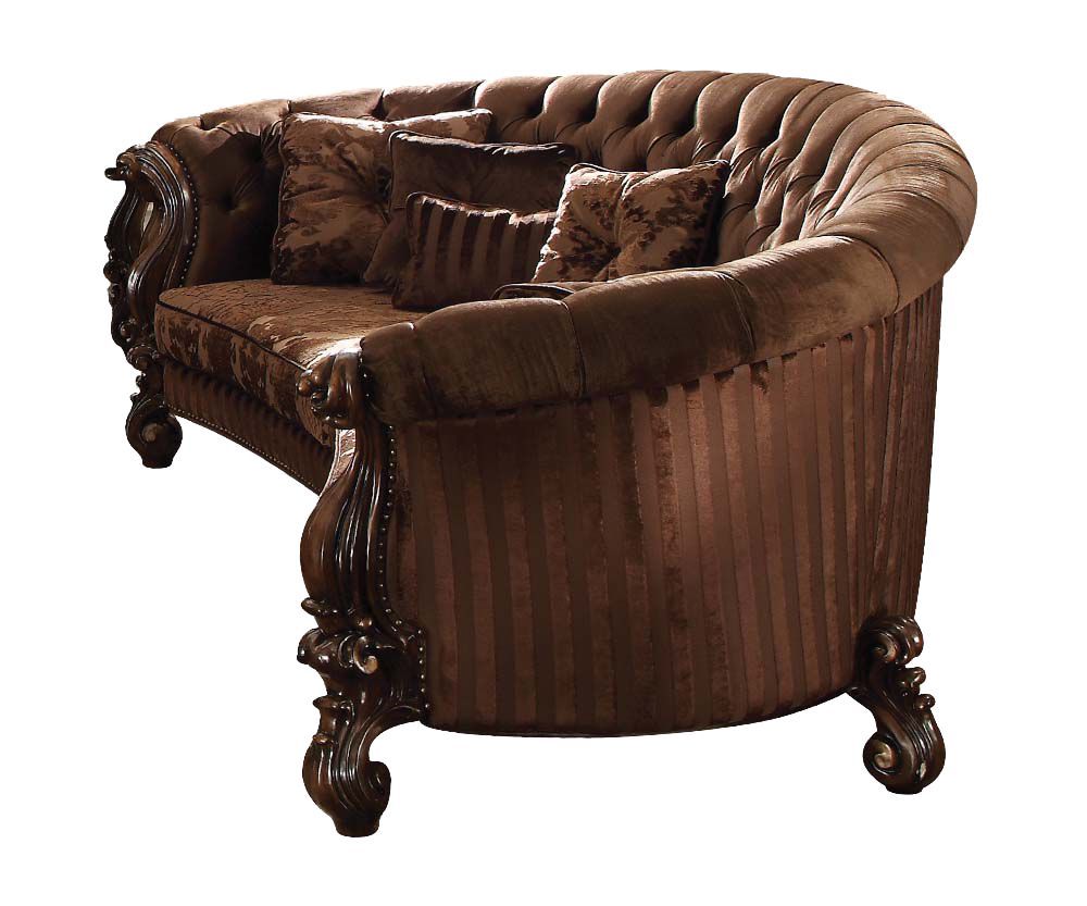 Velvet Curved Settee - Brown