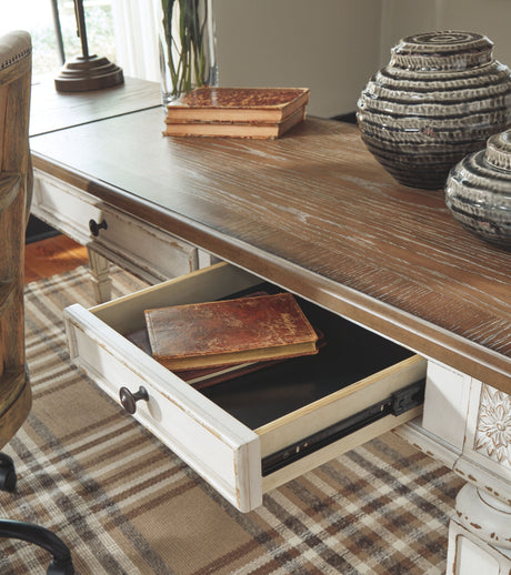 Realyn - White / Brown - Home Office Lift Top Desk by Signature Design by Ashley® | Bel Furniture