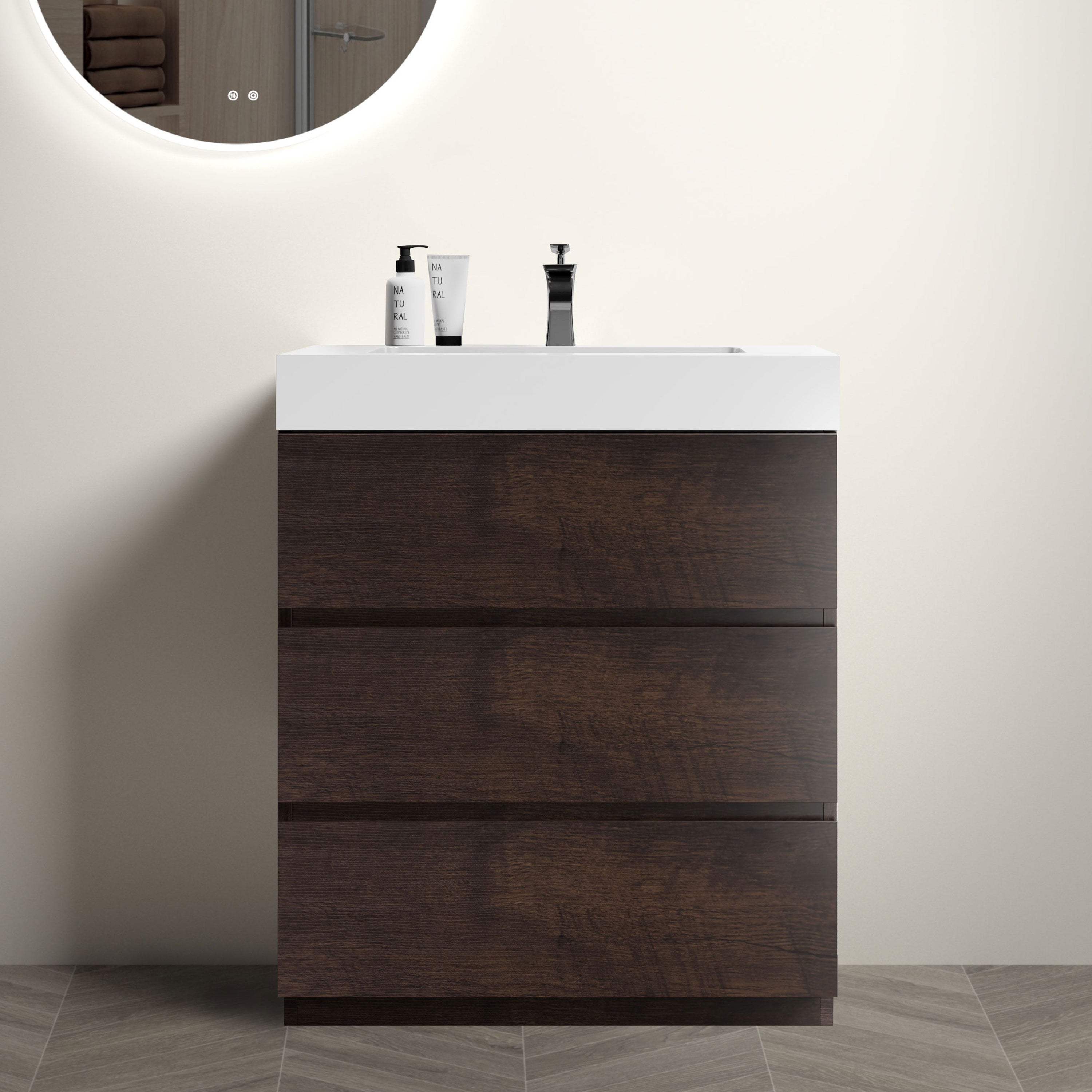 Alice - Bathroom Vanity With Large Storage Freestanding Bathroom Vanity, Sink For Modern Bathroom, One-Piece Sink Basin Without Drain And Faucet