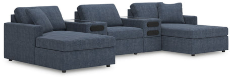 Modmax - Ink - Sectional Blue 5 Pc. Double Chaise Sectional With Audio System Consoles by Signature Design by Ashley® | Bel Furniture