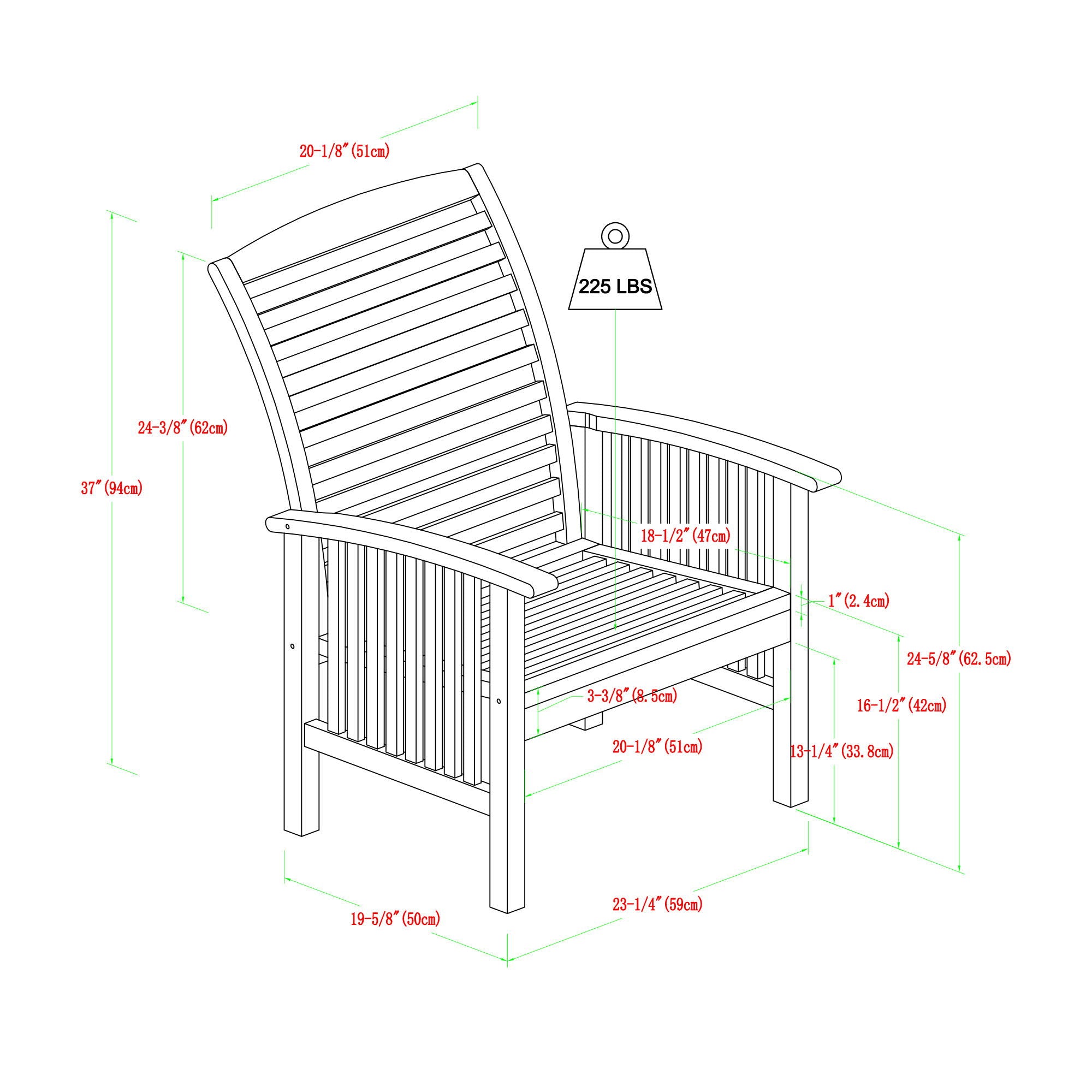 Modern 2 Piece Slat Back Patio Chairs With Cushions