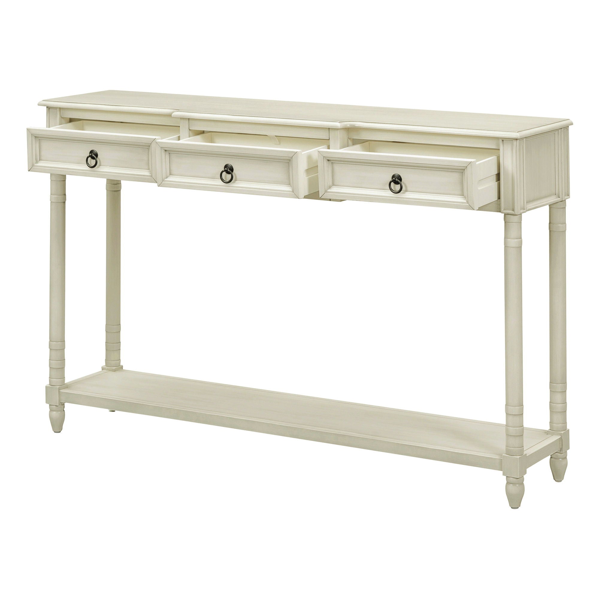 Console Table Sofa Table With Drawers For Entryway With Projecting Drawers And Long Shelf