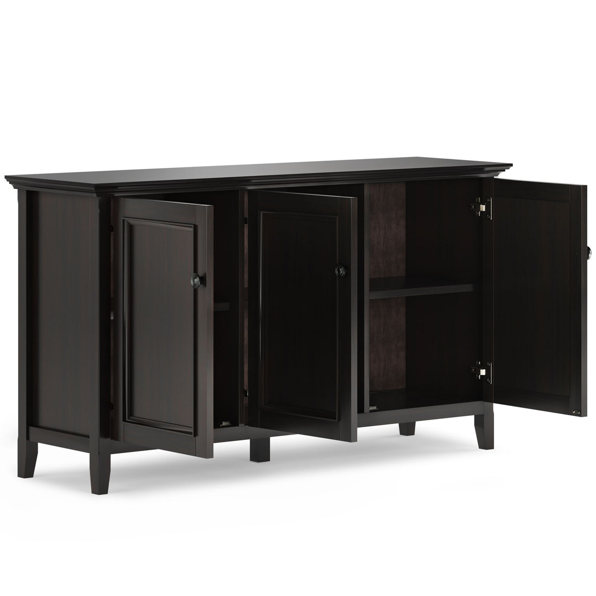 Amherst - Wide 3 Door Storage Cabinet - Hickory Brown by Simpli-Home | Bel Furniture