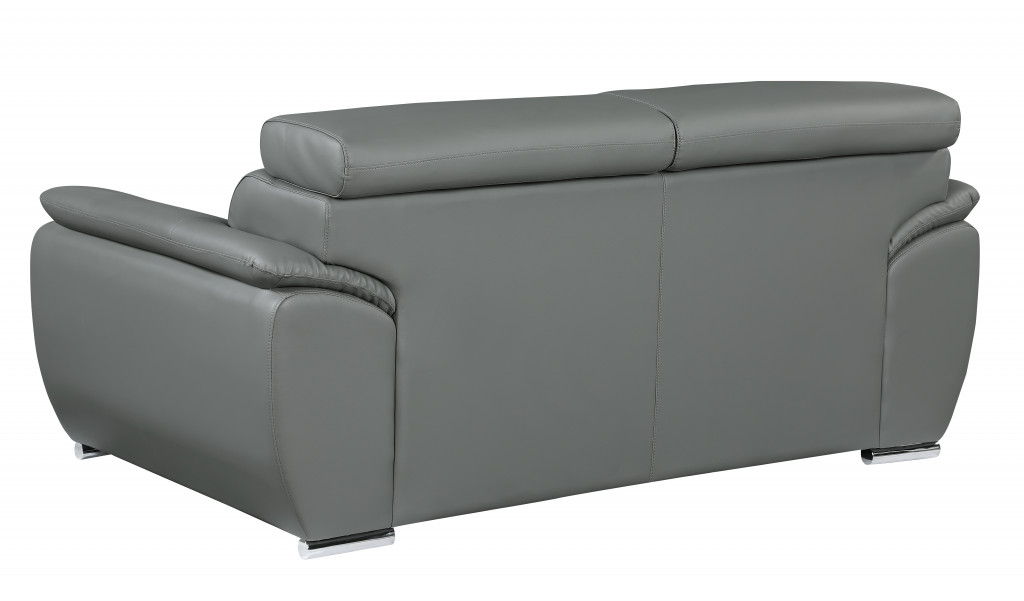 Love Seat Faux Leather - Silver / Gray