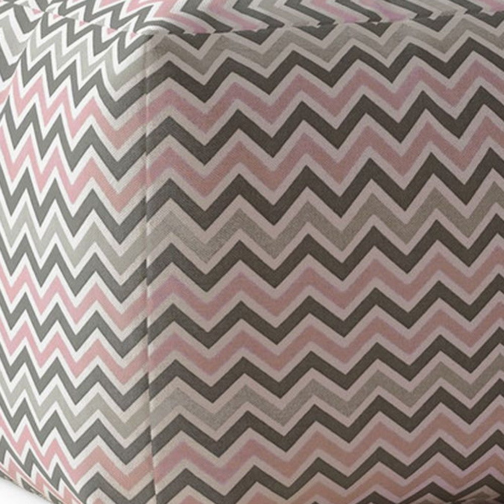 Twill Chevron Pouf Cover - Gray