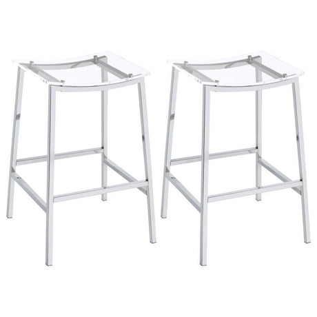 Jovani - Acrylic Backless Bar Stools (Set of 2) Pearl Silver 18.75"W x 17"D x 29"H by Coaster Fine Furniture | Bel Furniture