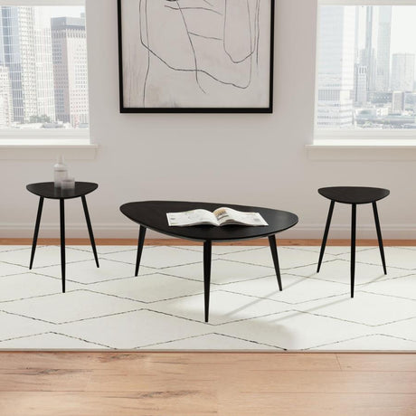 Odessa - Triangular Coffee And End Table Set Black 3 Pc. Coffee Table, 2 End Tables by Coaster Fine Furniture | Bel Furniture