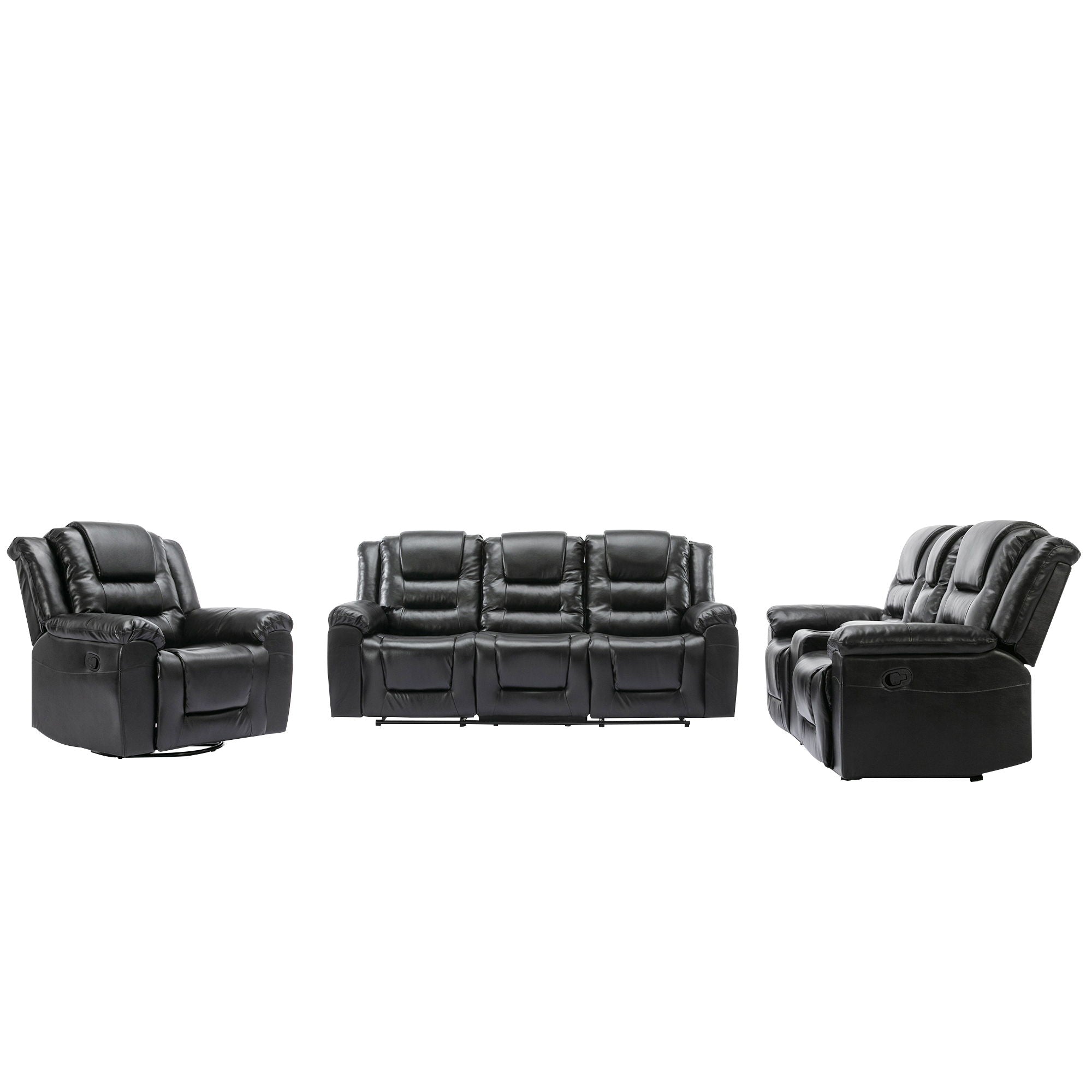 Home Theater Recliner Set Manual Recliner Chair With Wide Armrest, Two Built-In Cup Holders For Living Room