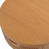 Cabana - Round Cane Storage Side Table - Natural Brown Oak by Jennifer Taylor Home | Bel Furniture
