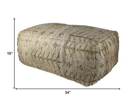 Hemp Textured Rectangle Pouf - Natural