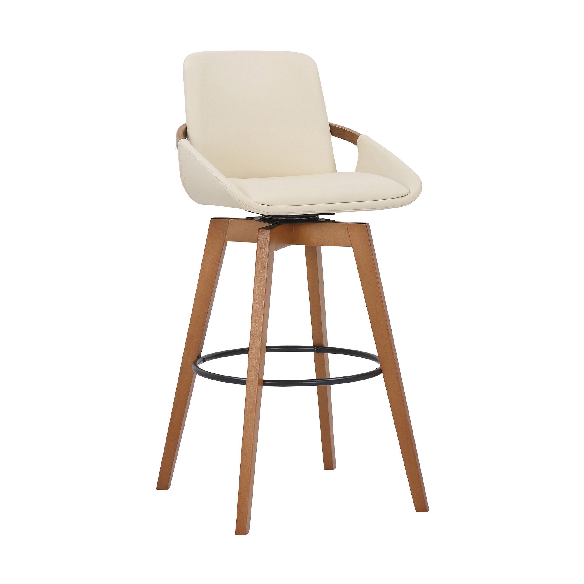 Swivel Bar Height Bar Chair - Cream / Black