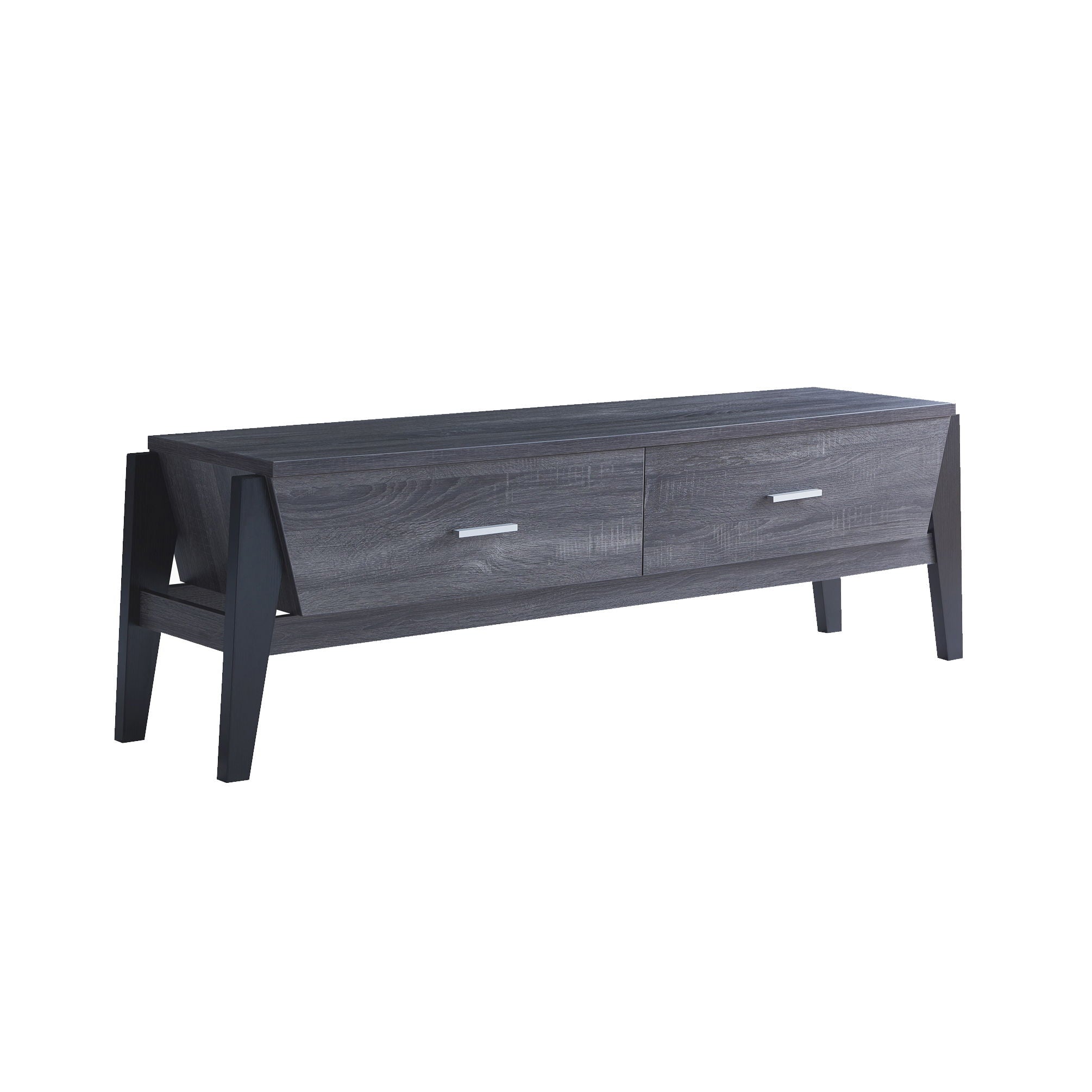 Particle Board And Cabinet Enclosed Storage TV Stand - Black / Gray