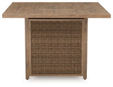 Walton Bridge - Driftwood - 5 Pc. - Square Dining Table W/Fire Pit, 4 Barstools