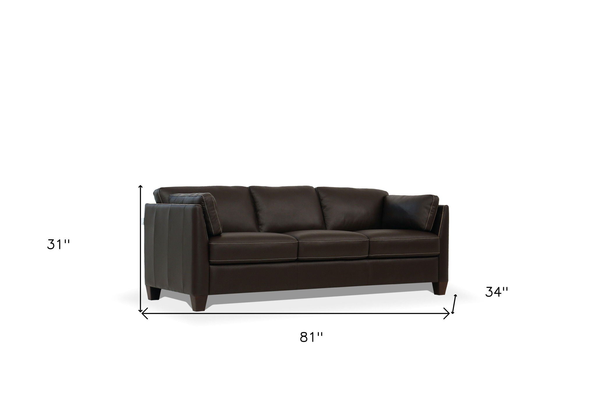 Leather Sofa With Black Legs - Chocolate