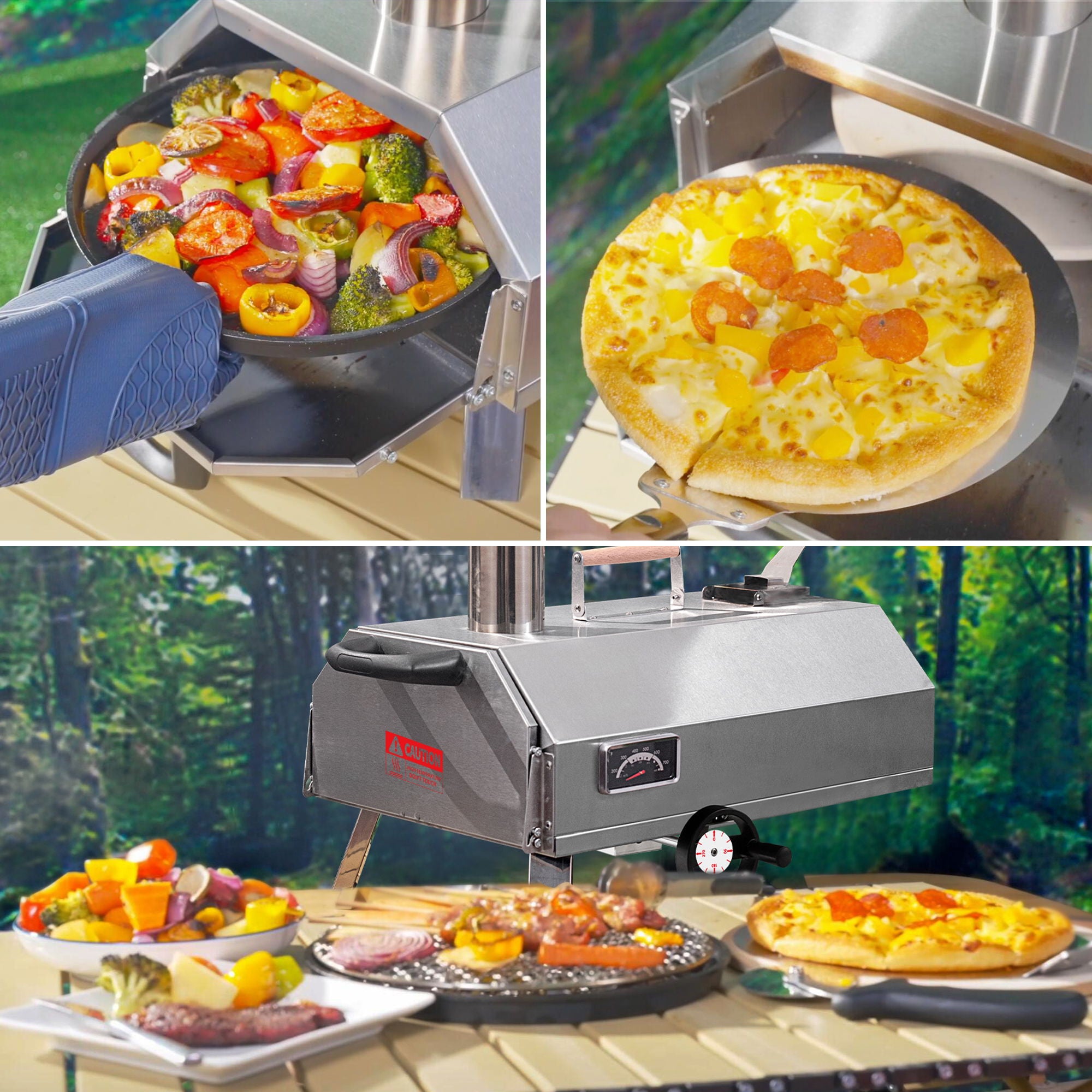 Semi-Automatic 12 Outdoor Pizza Oven Portable Wood Fired Pizza Oven Outdoor Cooking Pizza Maker Portable Pizza Oven For Authentic Stone Baked Pizzas