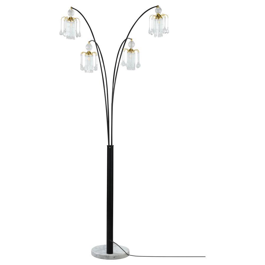 Maisel - Hanging Crystal Arc Tree Floor Lamp - Black by CoasterEssence | Bel Furniture
