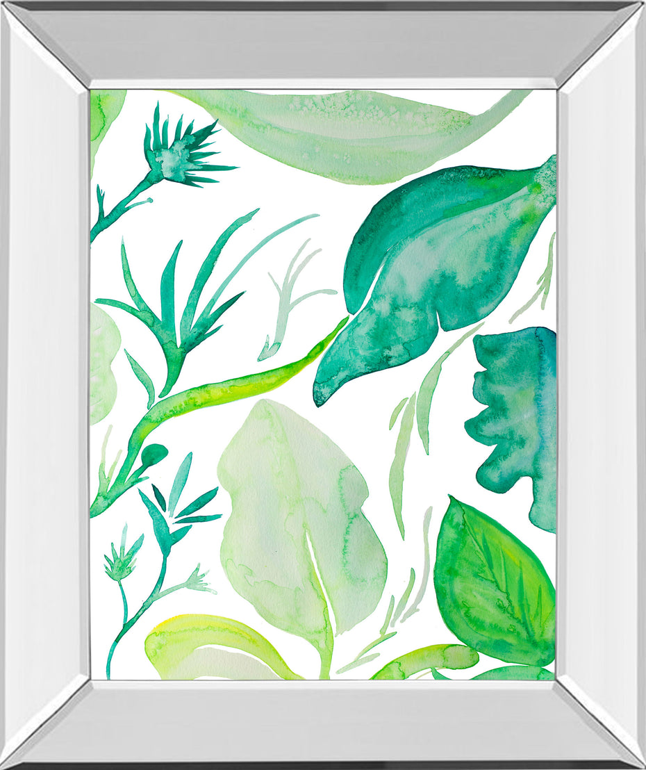 Green Water Leaves Il By Kat Papa - Mirror Framed Print Wall Art - Green