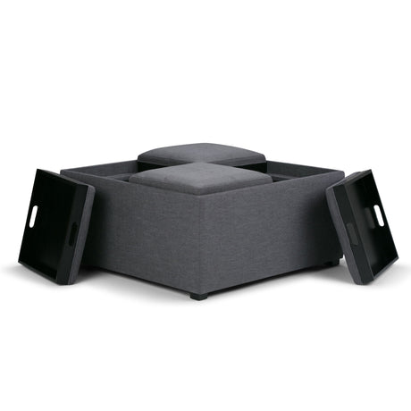 Avalon - Square Coffee Table, Storage Ottoman by Simpli-Home | Bel Furniture