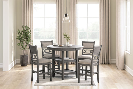 Wrenning - Gray - Drm Counter Table Set (Set of 5) by Signature Design by Ashley® | Bel Furniture