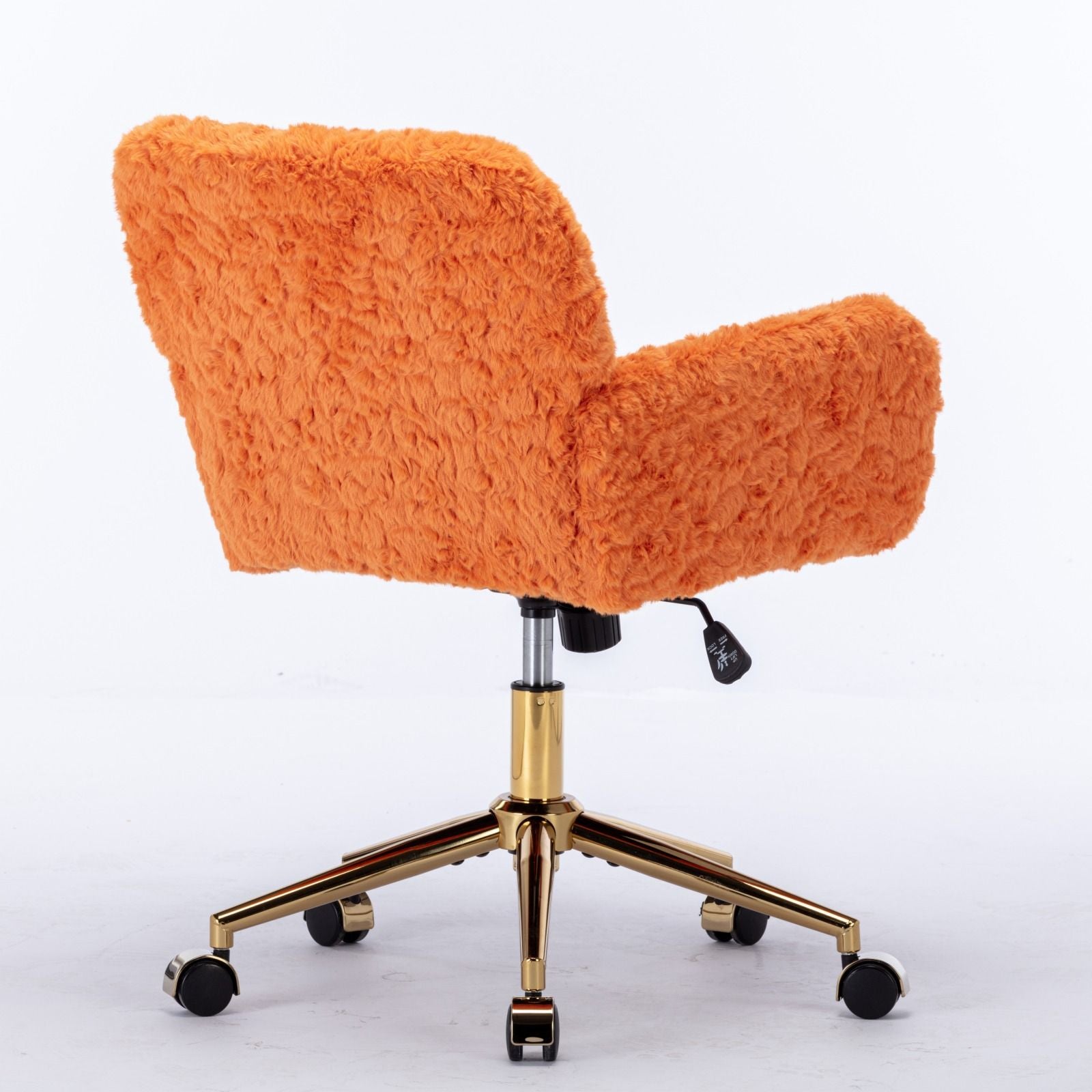 Office Chair, Artificial Rabbit Hair Home Office Chair With Golden Metal Base, Adjustable Desk Chair Swivel Office Chair, Vanity Chair