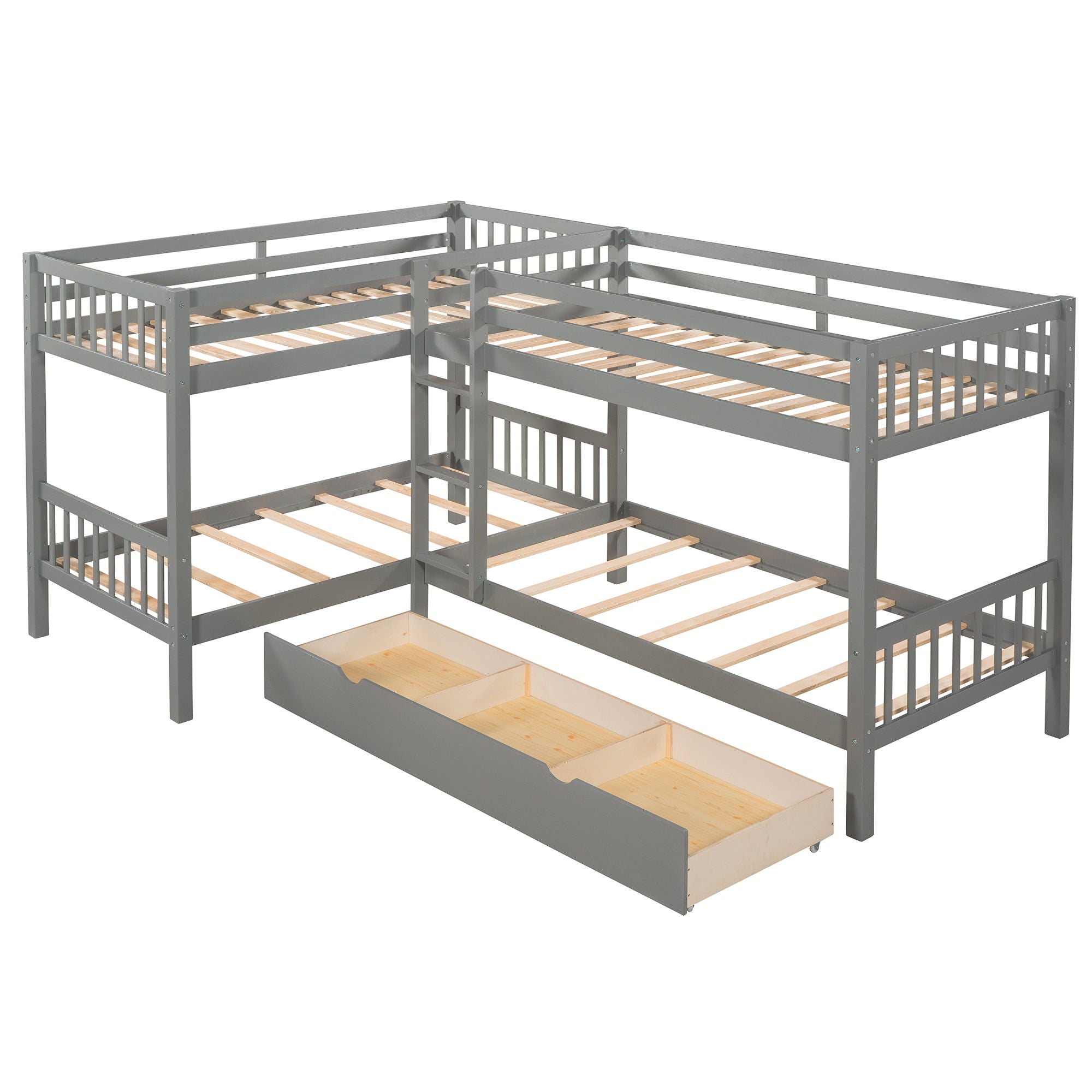 Twin L Shaped Bunk Bed With Drawers