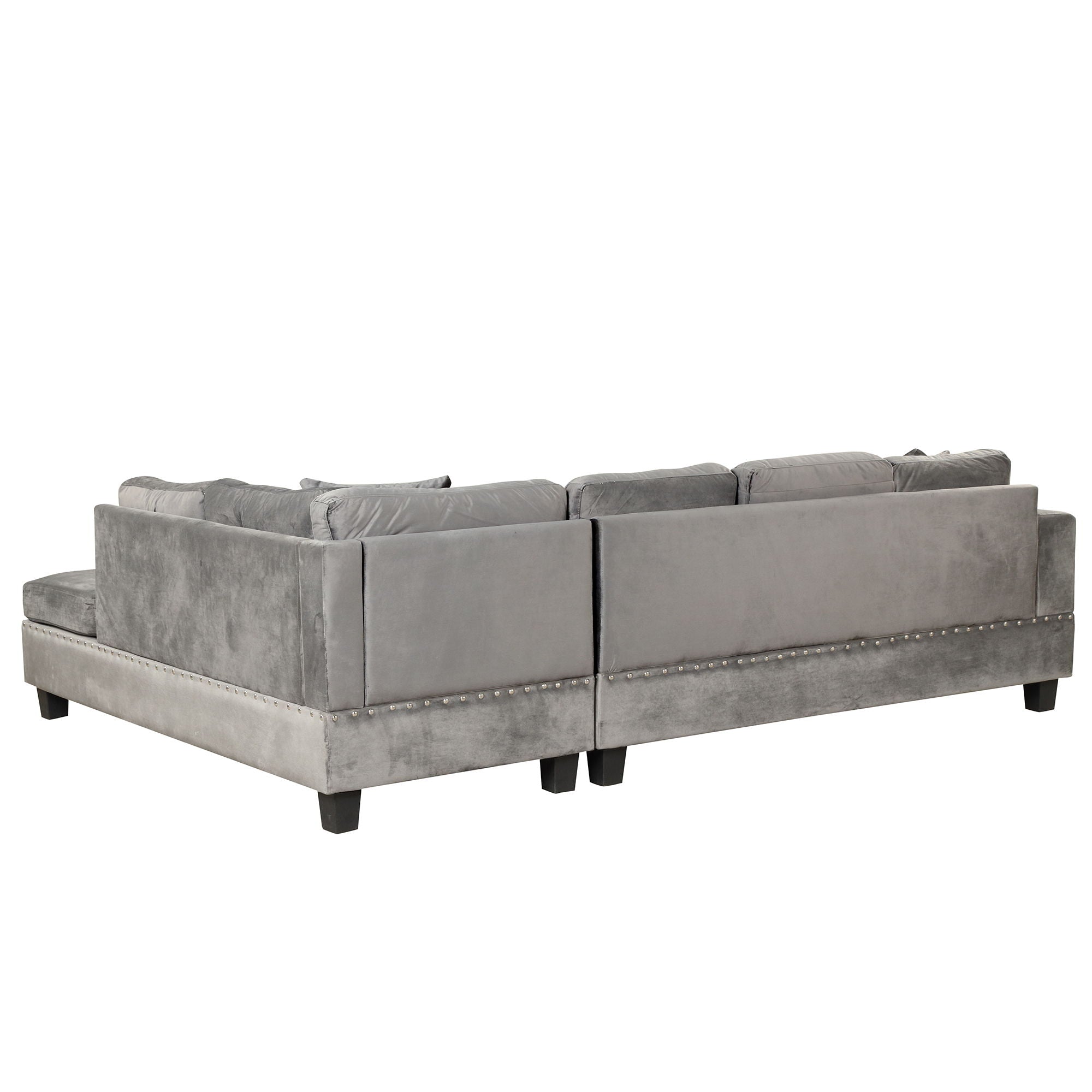 Modern Sectional Sofa With Storage Ottoman, L-Shape Couch With 2 Pillows And Cup Holder, Sectional Sofa With Reversible Chaise For Living Room